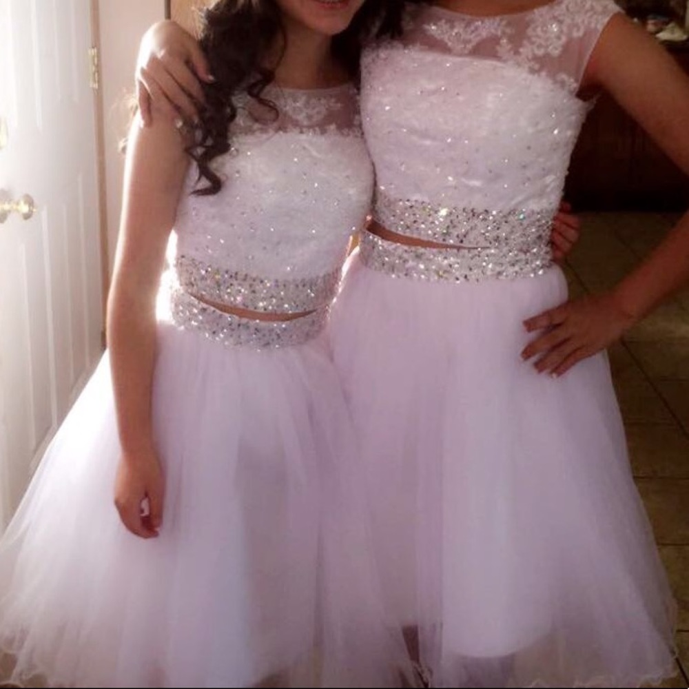 Two-Piece White Homecoming Dress